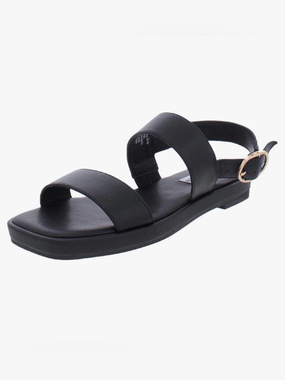 Steve Madden - Ethos Black Leather Ankle Strap Open Toe Heeled Sandal